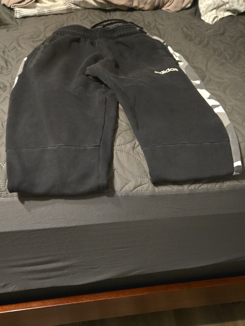 adidas Black Kids Joggers with Gray Camo Side Panels